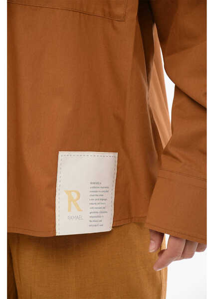 Camasi casual RAMAEL Classic Collar Cotton Shirt With Double Breast Pockets Brown Barbati (BM 14006513) 4