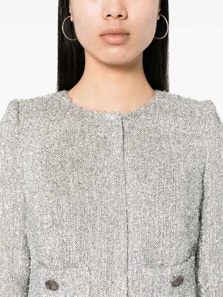 Paltoane Elisabetta Franchi Elegant silver jacket Silver Femei (BM 14007431) 5