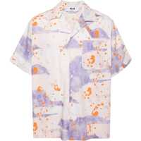 Camasi casual Bowling Shirt With "Dripping Camo" Print Barbati