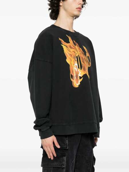 Bluze de trening Palm Angels Burning Monogram Print Sweatshirt BLACK Barbati (BM 14011976) 3