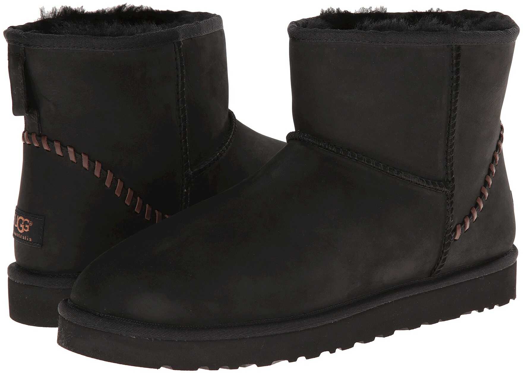 Gheata UGG Classic Mini Deco Black Leather
