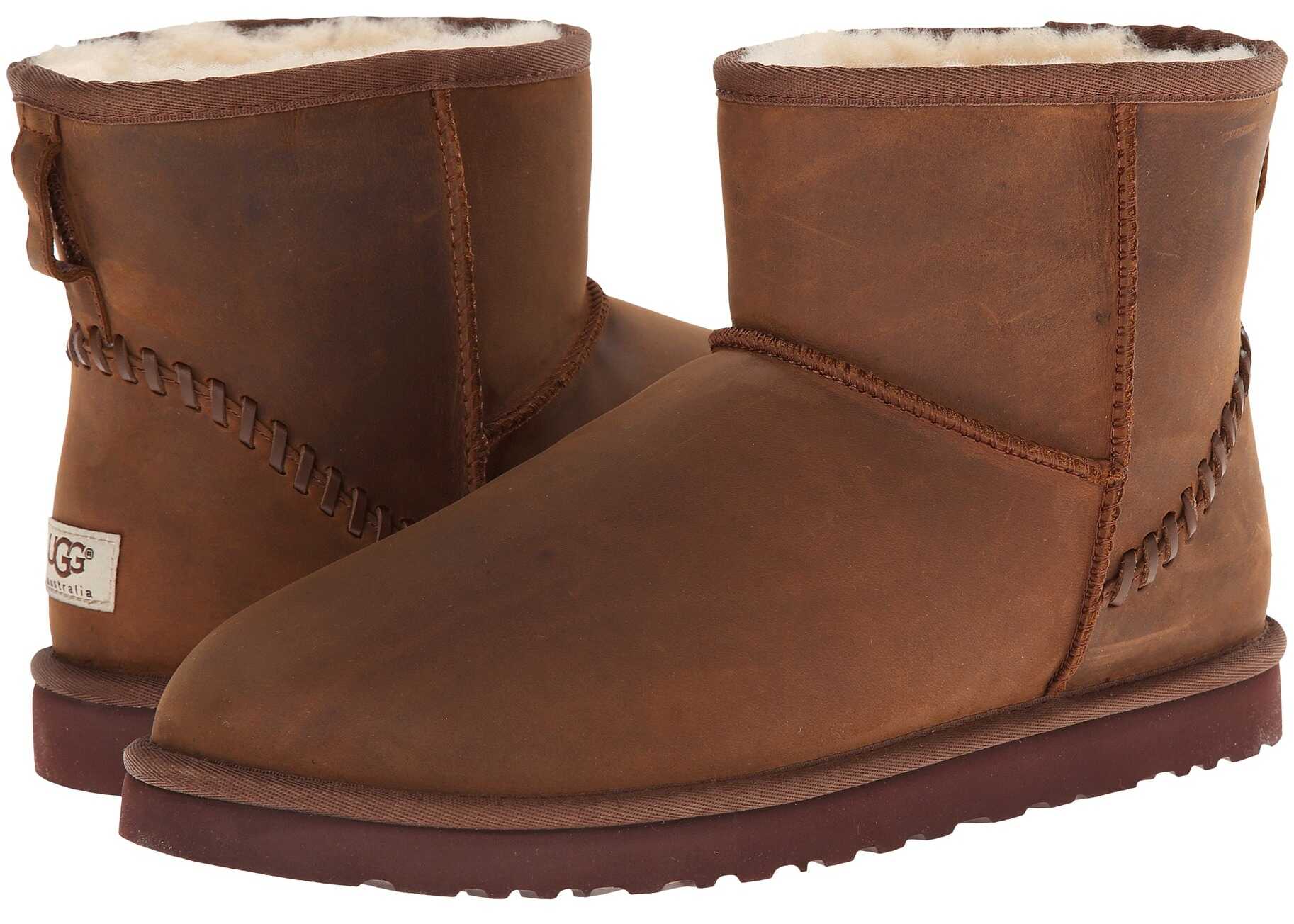 Gheata UGG Classic Mini Deco Chestnut Leather