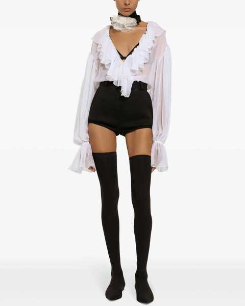 Camasi elegante Dolce & Gabbana Chiffon Blouse With Ruffles WHITE Femei (BM 14014334) 3
