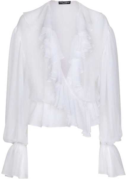 Camasi elegante Dolce & Gabbana Chiffon Blouse With Ruffles WHITE Femei (BM 14014334) 1