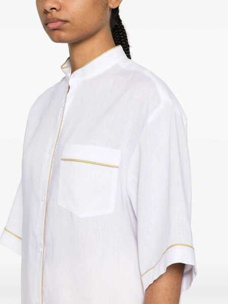 Bluze Fabiana Filippi Linen Shirt WHITE Femei (BM 14014961) 5