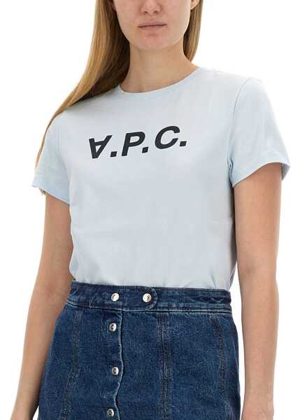 Tricouri A.P.C. T-Shirt With Logo AZURE Femei (BM 14015486) 4