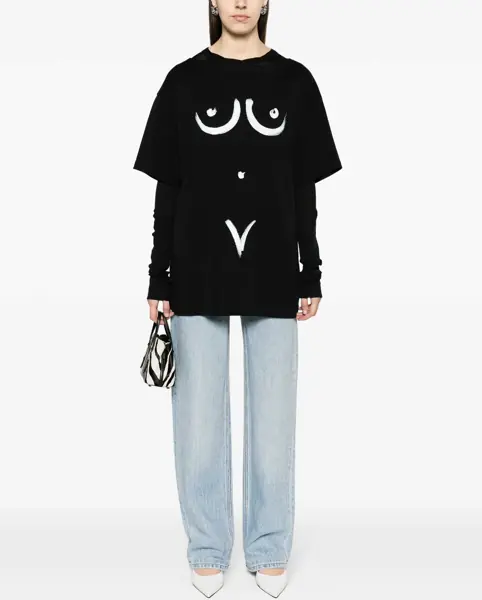 Tricouri Moschino Interlock Body Print T-Shirt BLACK Femei (BM 14015897) 2