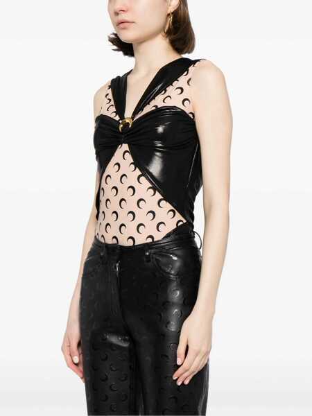 Body-uri MARINE SERRE Marine Serre Draped Viscose Bodysuit Black Femei (BM 14022857) 3