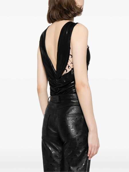 Body-uri MARINE SERRE Marine Serre Draped Viscose Bodysuit Black Femei (BM 14022857) 4