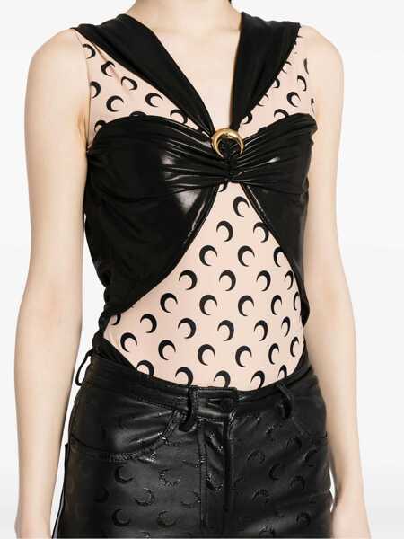 Body-uri MARINE SERRE Marine Serre Draped Viscose Bodysuit Black Femei (BM 14022857) 5