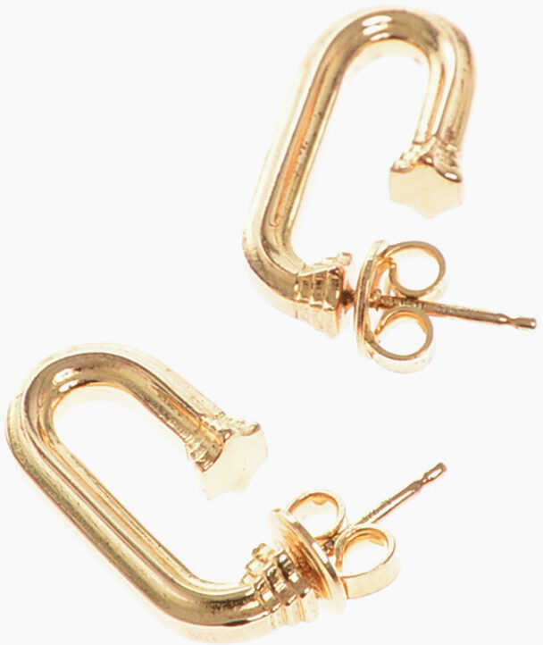 Cercei Bottega Veneta Silver Hoop Earrings Pillar Gold-Effect Gold Femei (BM 14030969) 2