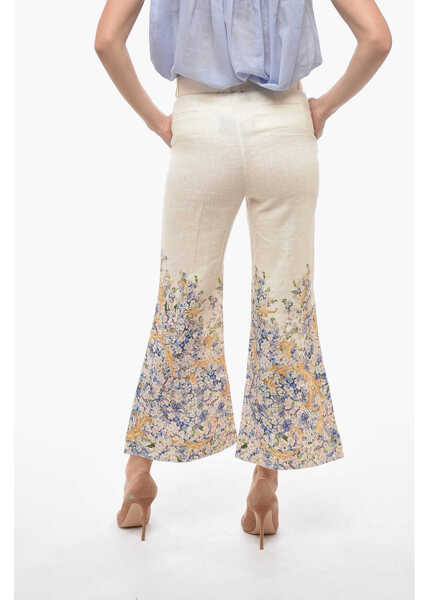 Pantaloni casual ZIMMERMANN Tama Flared Pants With Floral Pattern White Femei (BM 14031035) 2