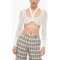 Pulovere Viscose Blend Fishnet Crop Top Femei