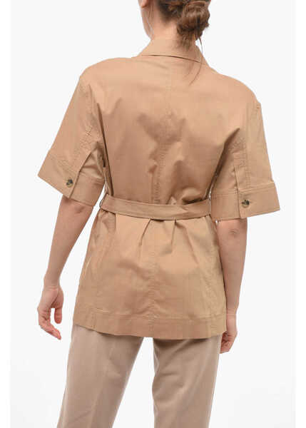 Camasi casual Calvin Klein Short Sleeve Long Shirt With Belt Beige Femei (BM 14044388) 2