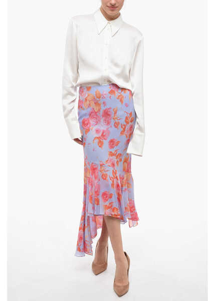 Fuste lungi THE ANDAMANE Viscose Asymmetric Skirt With Floral Print Multicolor Femei (BM 14044517) 4