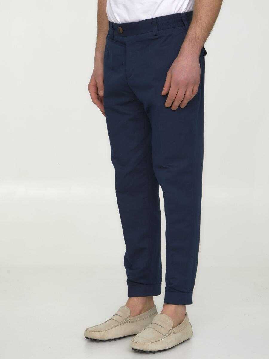 Pantaloni PT TORINO Cotton And Linen Trousers BLUE Barbati (BM 14050037) 2