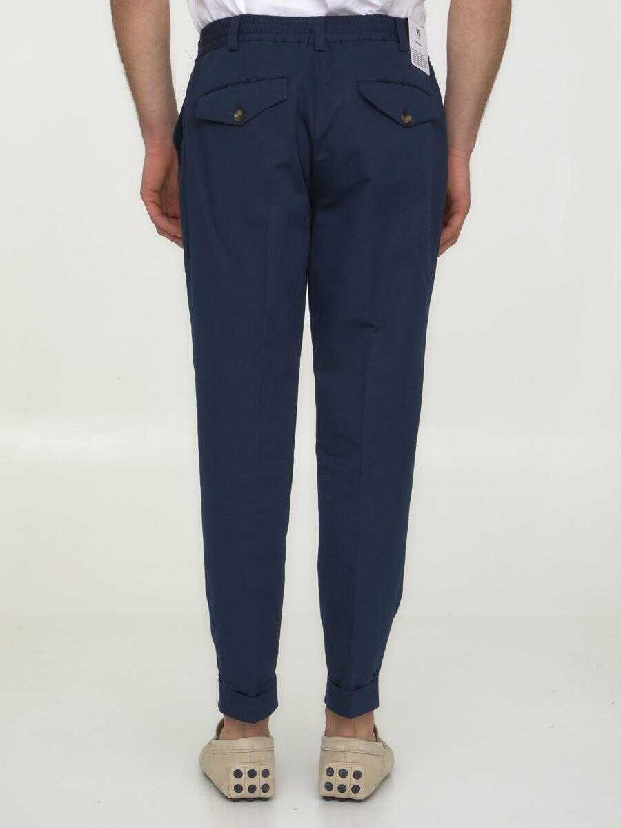 Pantaloni PT TORINO Cotton And Linen Trousers BLUE Barbati (BM 14050037) 4