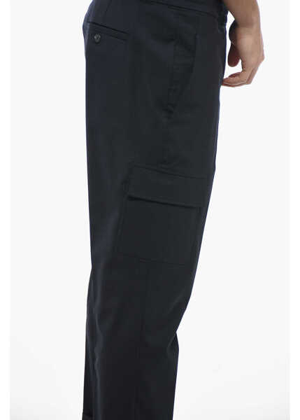 Pantaloni casual Neil Barrett Low Rise Virgin Wool Blend Rem Cargo Pants Black Barbati (BM 14079836) 2