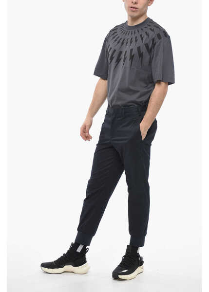 Pantaloni casual Neil Barrett Low-Rise Slim Fit Jack Pants With Cuffs Blue Barbati (BM 14079839) 4