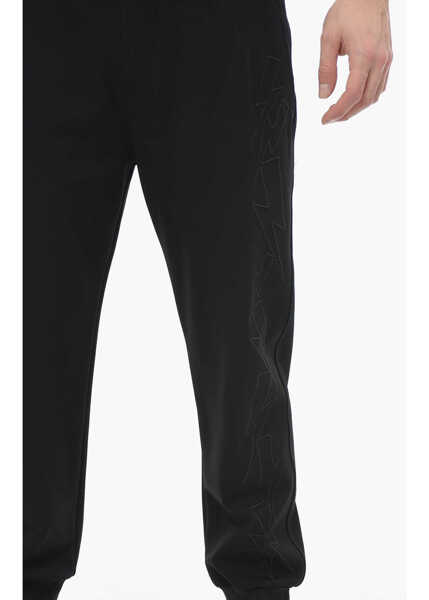 Pantaloni de trening Neil Barrett Skinny Fit Jumbled Bolts Sweatpants With Embroideries Black Barbati (BM 14085101) 3