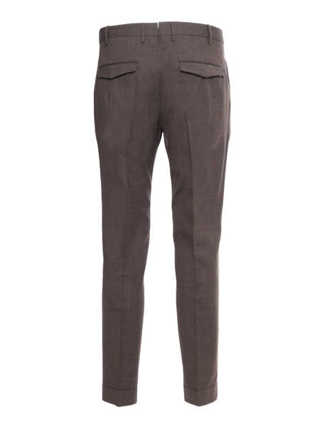 Pantaloni casual PT TORINO MASTER, 1 Pleat, Diagonal Pockets, Flap Back Pockets, Turn-Up Brown Barbati (BM 14085182) 2