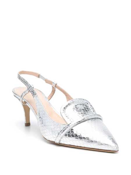 Pantofi cu toc P.A.R.O.S.H. Silver leather sling back Silver Femei (BM 14085317) 2