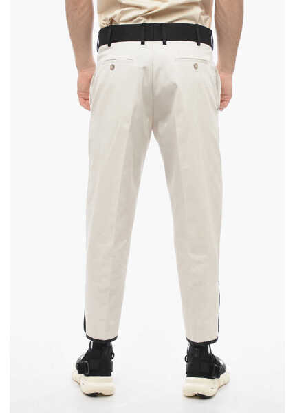Pantaloni casual Neil Barrett Slim Fit Cotton Twill Tom Pants With Contrast Waistband White Barbati (BM 14085863) 2