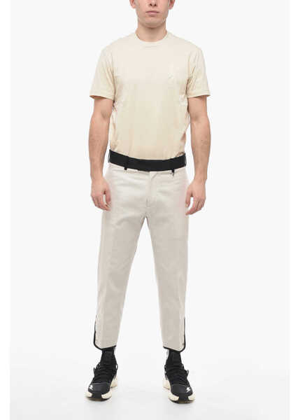 Pantaloni casual Neil Barrett Slim Fit Cotton Twill Tom Pants With Contrast Waistband White Barbati (BM 14085863) 4