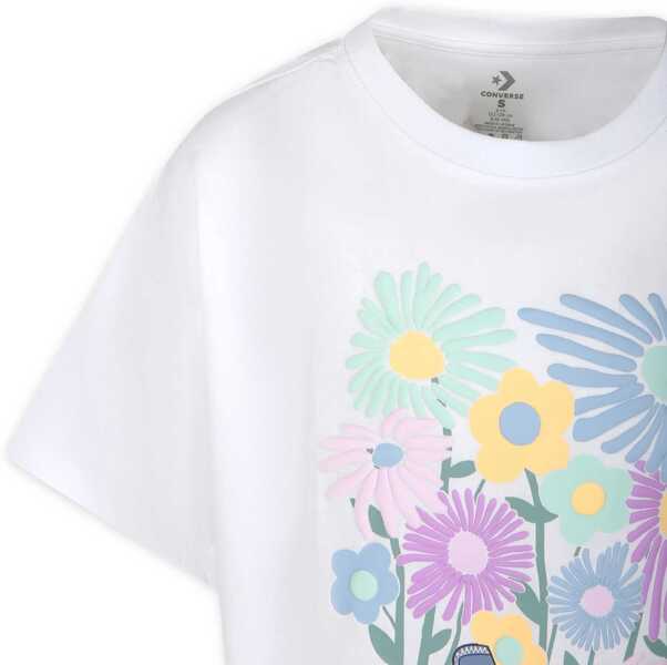 Tricouri Converse All Star Chuck Taylor Floral Motif Crew-Neck T-Shirt White Baieti (BM 14086382) 3