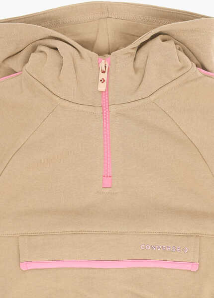 Bluze de trening Converse Cotton Blend Hoodie With Half Zip Brown Baieti (BM 14086385) 2