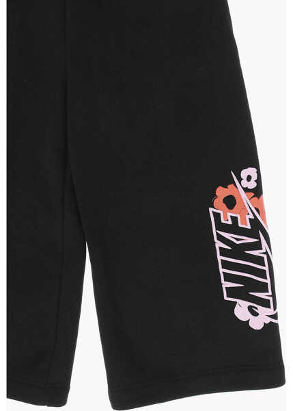 Pantaloni casual Nike Fleeced Cotton Blend Wide Leg Pants With Elastic Waistband Black Baieti (BM 14086397) 2