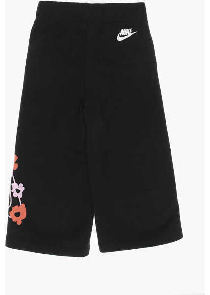 Pantaloni casual Nike Fleeced Cotton Blend Wide Leg Pants With Elastic Waistband Black Baieti (BM 14086397) 3