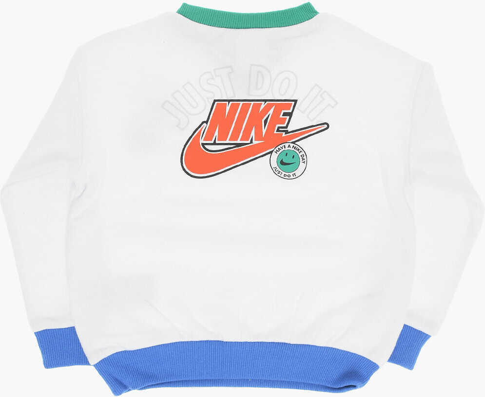 Bluze de trening Nike Fleeced Cotton Blend Crew-Neck Sweatshirt White Baieti (BM 14086403) 3