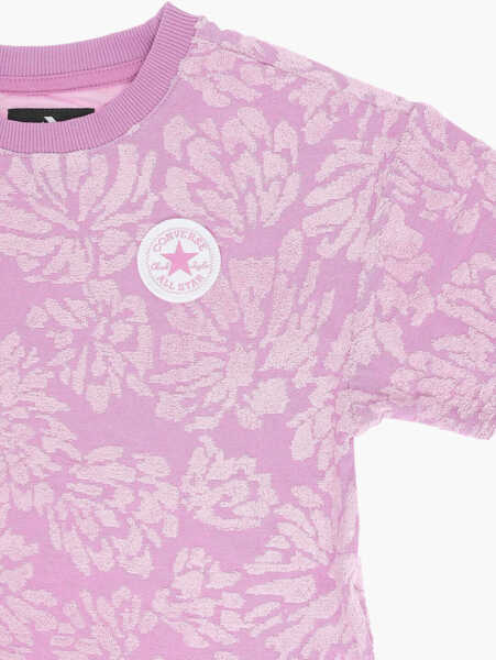 Tricouri Converse All Star Chuck Taylor Floral Jacquard Crew-Neck T-Shirt Pink Baieti (BM 14086418) 2