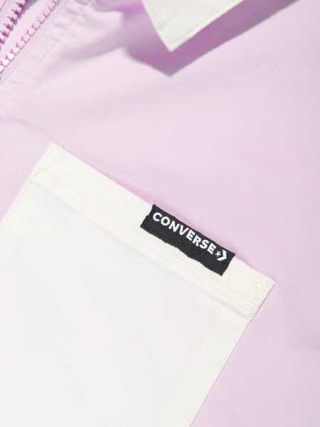 Jachete Converse Lightweight Cotton Overshirt With Double Breast Pocket And Z Pink Baieti (BM 14086424) 4