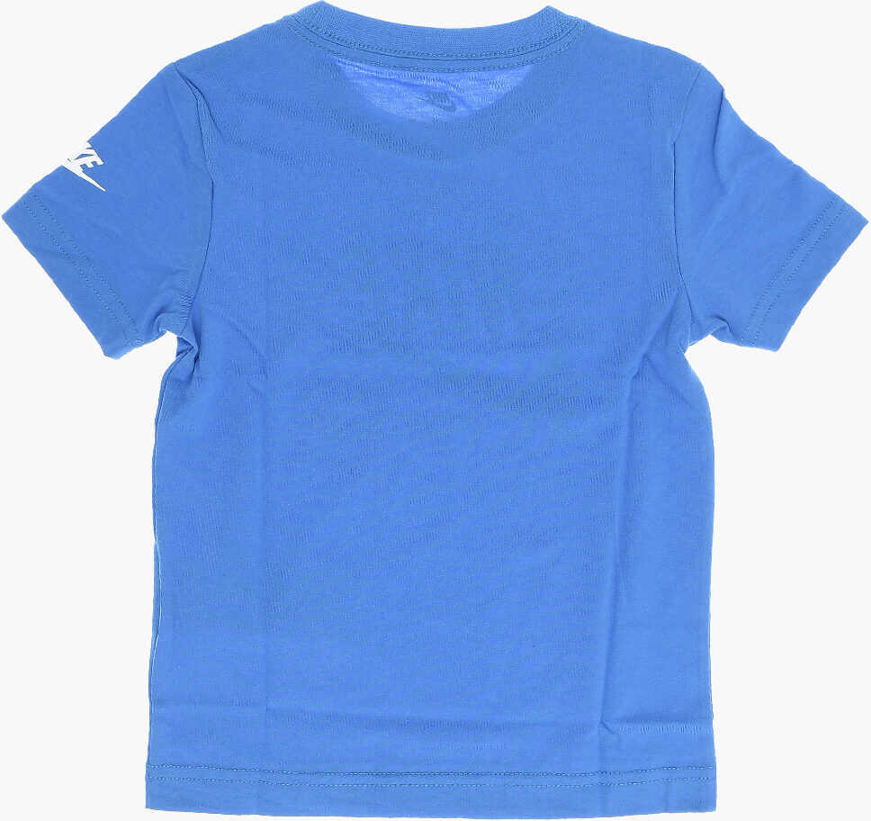 Tricouri Nike Solid Color Crew-Neck T-Shirt With Printed Logo Blue Baieti (BM 14086451) 3