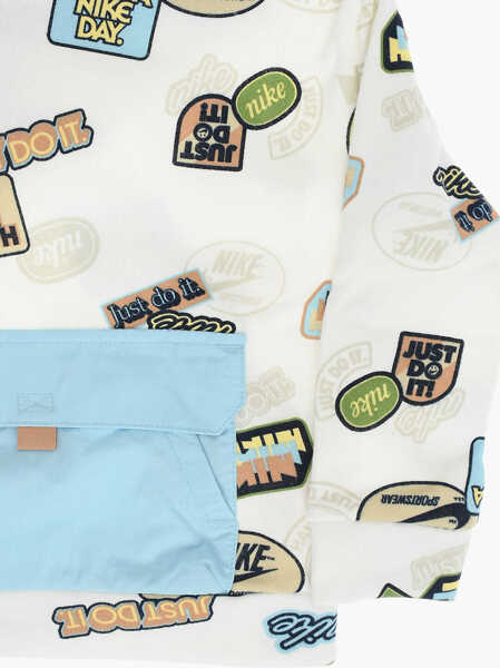 Bluze de trening Nike Printed Fleeced Cotton Blend Hoodie With Patch Pocket White Baieti (BM 14086607) 2