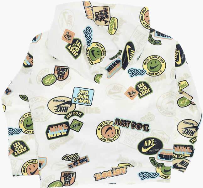 Bluze de trening Nike Printed Fleeced Cotton Blend Hoodie With Patch Pocket White Baieti (BM 14086607) 3