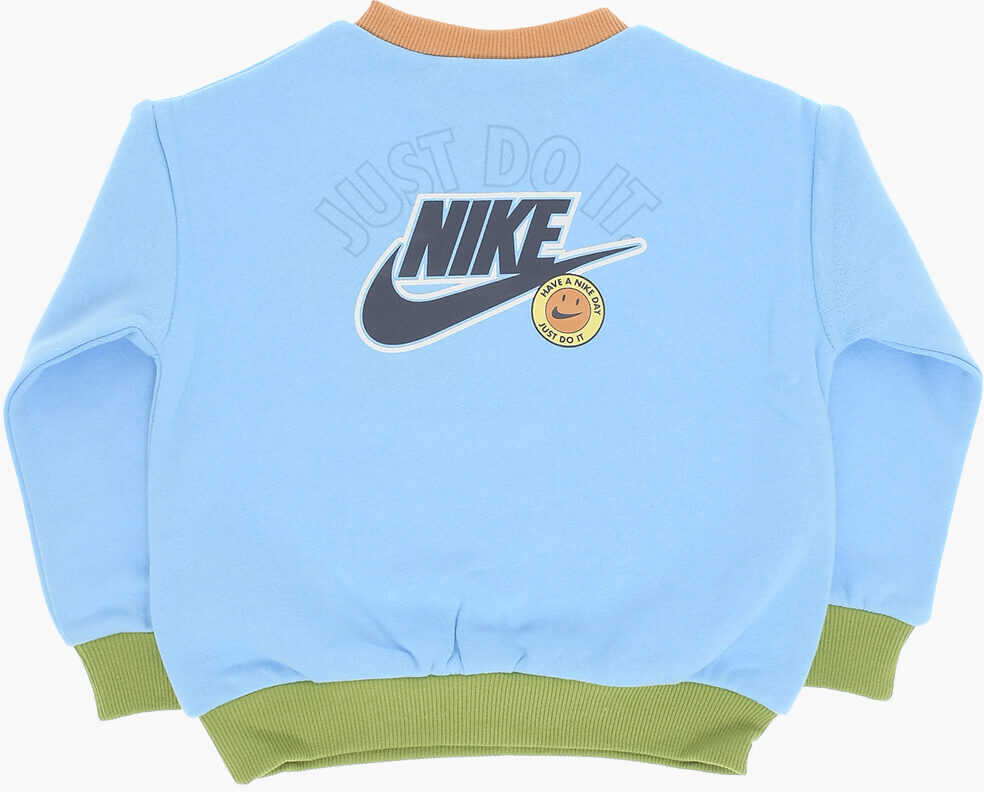 Bluze de trening Nike Fleeced Cotton Blend Colorblock Crew-Neck Sweatshirt Light Blue Baieti (BM 14086610) 3