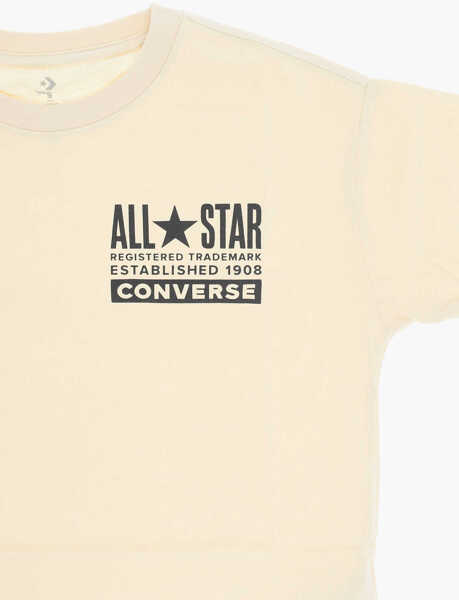 Tricouri Converse All Star Logo Printed Crew-Neck T-Shirt Beige Baieti (BM 14086616) 2