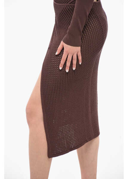 Fuste lungi ANDREADAMO Woven Knit Wrap Skirt Brown Femei (BM 14096054) 2