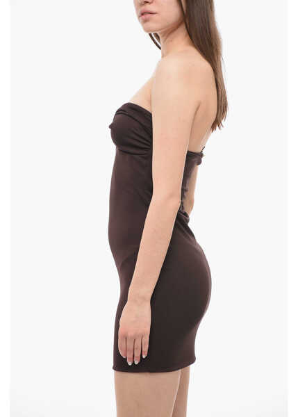 Rochii scurte THE ANDAMANE Stretch Jersey Strapless Minidress Brown Femei (BM 14096384) 2