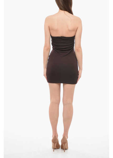 Rochii scurte THE ANDAMANE Stretch Jersey Strapless Minidress Brown Femei (BM 14096384) 3