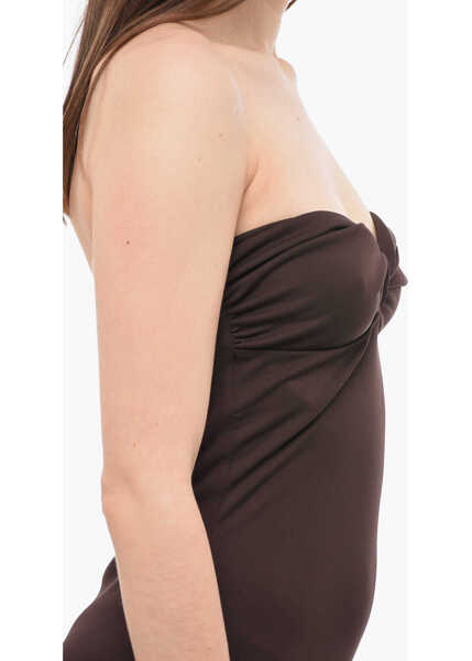 Rochii scurte THE ANDAMANE Stretch Jersey Strapless Minidress Brown Femei (BM 14096384) 4