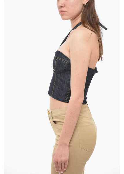 Bluze THE MANNEI Cut-Out Aspos Corset With Contrasting Stitching Blue Femei (BM 14096450) 2