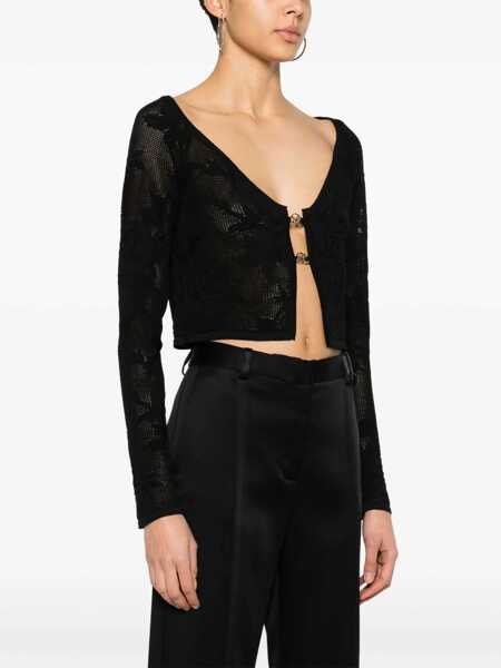 Cardigane Blumarine Blumarine Embroidered Cropped Cardigan Black Femei (BM 14098454) 3