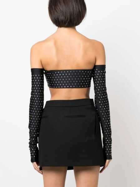 Bluze THE ANDAMANE Long Sleeved Crop Top With Rhinestones Black Femei (BM 14105531) 4