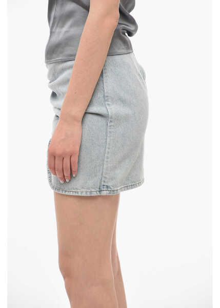 Fuste casual THE MANNEI Denim Miniskirt With Ruched Detail Light Blue Femei (BM 14105534) 2