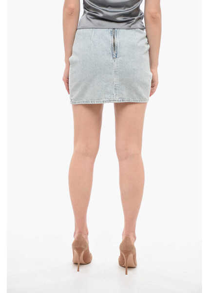 Fuste casual THE MANNEI Denim Miniskirt With Ruched Detail Light Blue Femei (BM 14105534) 3