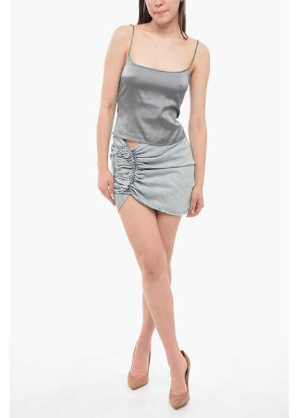 Fuste casual THE MANNEI Denim Miniskirt With Ruched Detail Light Blue Femei (BM 14105534) 4